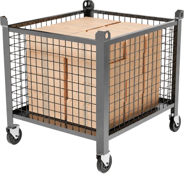 Cart mit Gitterboxaufbau, beladen mit Kartons