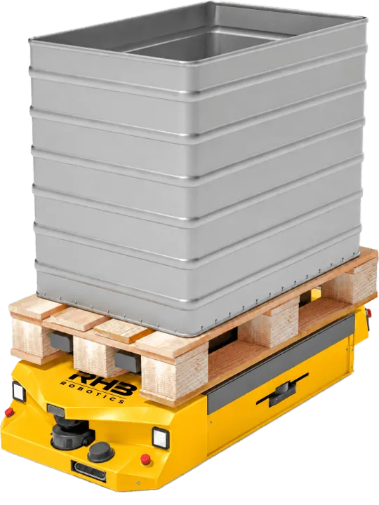 Load Module mit Palette und Gitterbehälter